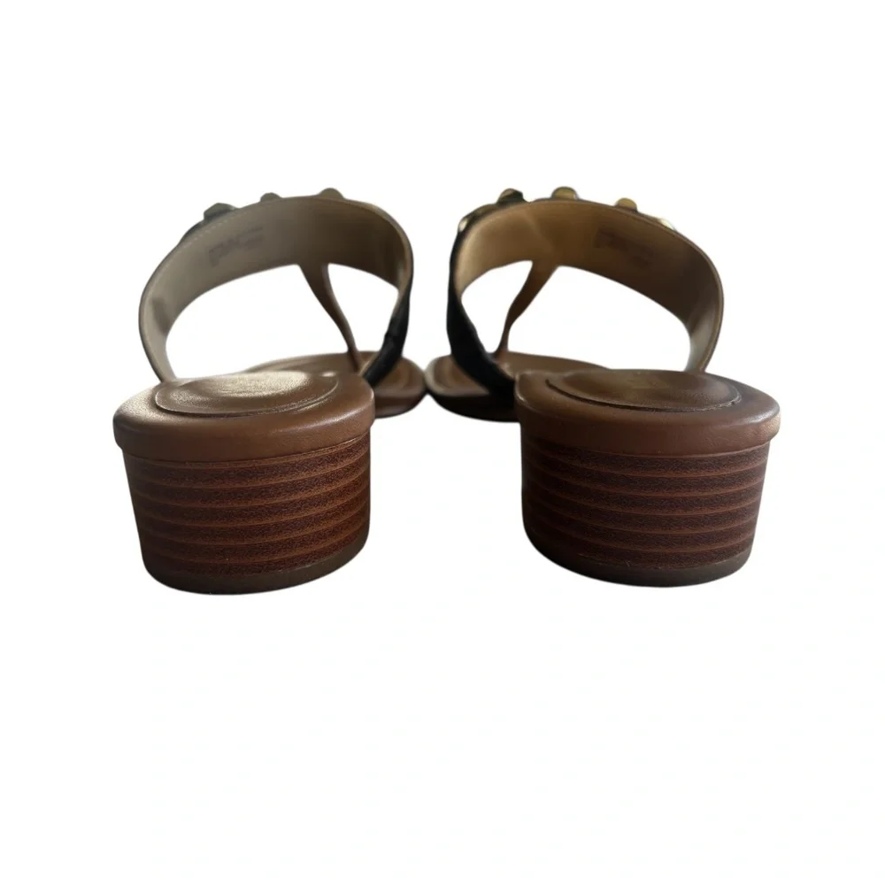 Michael Kors Sz 9 MK Izzy Logo Embellished Print Canvas Sandals - Picture 5 of 10